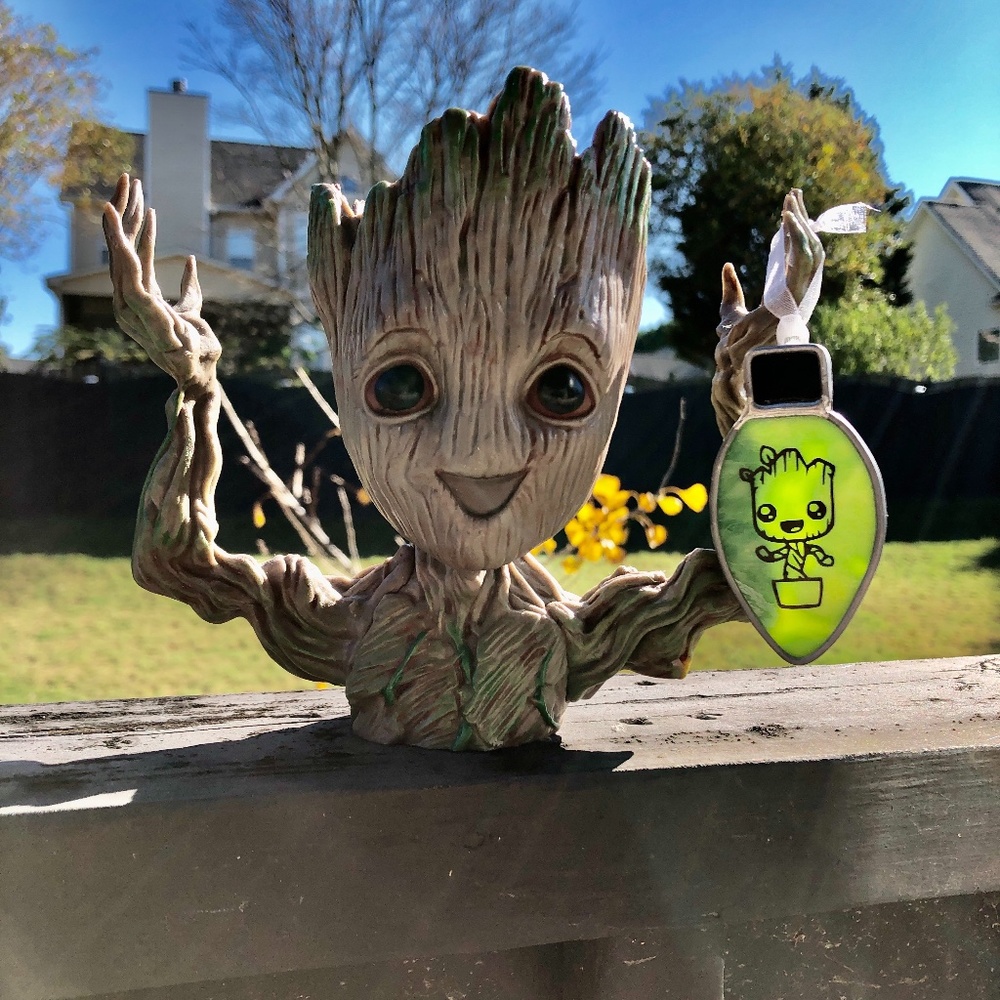 Stained Glass Bulb Ornament with Baby Groot Decal
